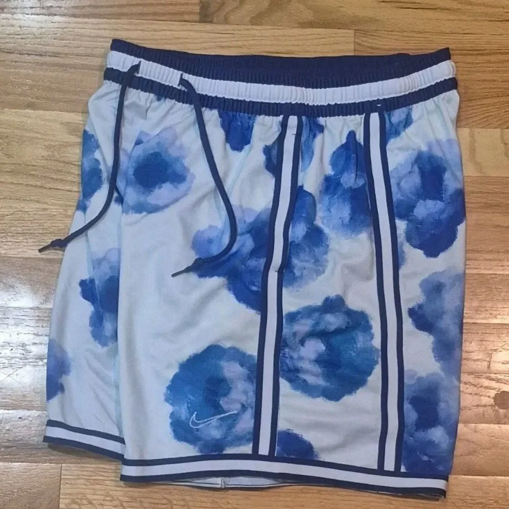 Nike Dri-FIT Floral DNA Burnout AOP White Blue Shorts Men's Size XL DV0012-085